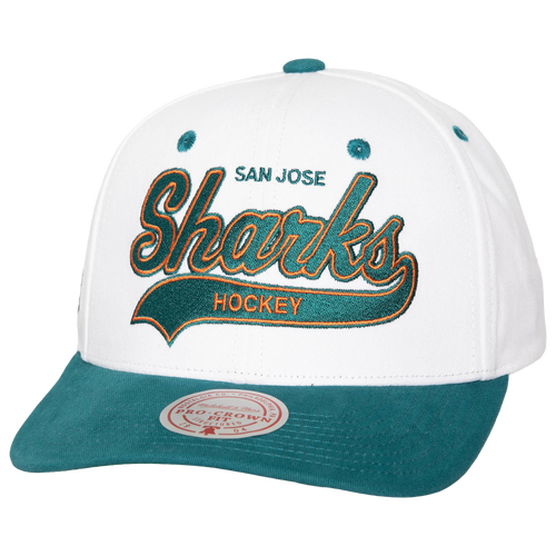 

Mitchell & Ness Mens San Jose Sharks Mitchell & Ness Sharks Tail Sweep Pro Snapback - Mens White/Teal Size One Size