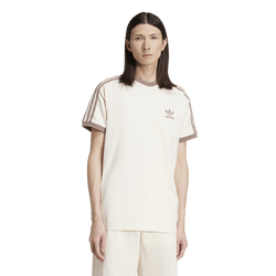 Men's - adidas 3 Stripe T-Shirt  - Wonder White/Trace Brown