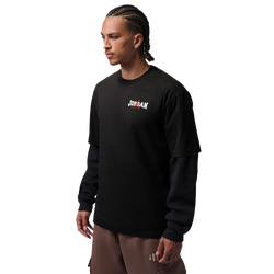 Men's - Jordan Brooklyn 85 Short Sleeve Crew  - Off Noir/University Red