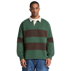 Men's - Timberland Long Sleeve Rugby Polo Sweatshirt  - Brown/Green