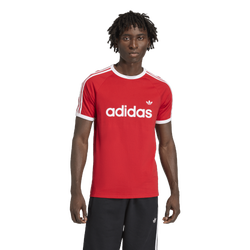 Men's - adidas 3-Stripes Slim Ringer T-Shirt  - Red/White