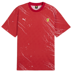 Men's - PUMA Ferrari Race Color S AOP T-Shirt  - Rosso Corsa/Yellow
