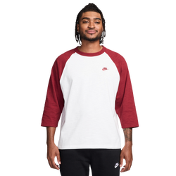 Men's - Nike Club 3/4 Raglan Top  - White/Red