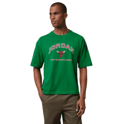 Men's - Jordan Flight Essential Boxy Graphic Short Sleeve Crew  - Lucky Green/University Red
