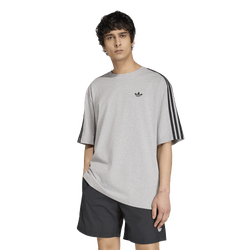 Men's - adidas 3 Stripe Oversized T-Shirt  - Gray
