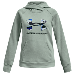 Girls' Grade School - Under Armour Rival Fleece Hoodie - Opal Green/Midnight Navy