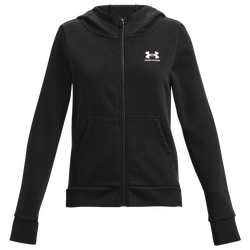 Girls' Grade School - Under Armour Rival Fleece Full-Zip Hoodie - Black/White