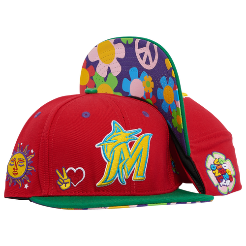 

Pro Standard Pro Standard Marlins Peace & Love Snapback Hat - Adult Red Size One Size