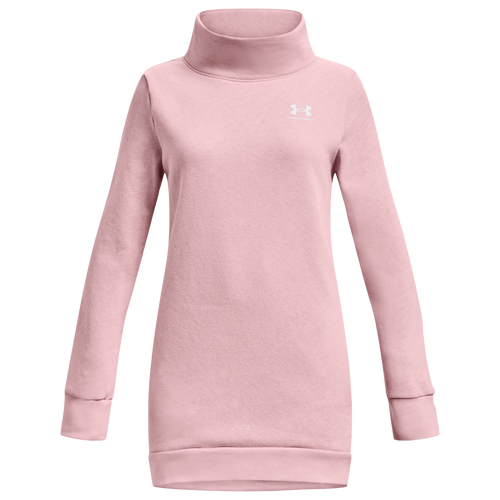 Shop Under Armour Girls   Rival Fleece Funnel Tunic In Prime Pink/white