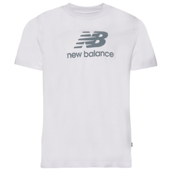 Men's - New Balance Essential Stacked Logo T-Shirt  - White/Grey