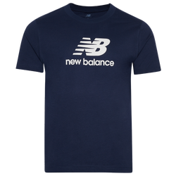 Men's - New Balance Essential Stacked Logo T-Shirt  - Navy/Sea Salt