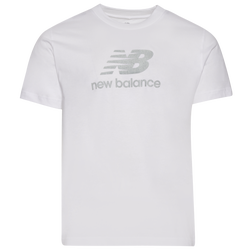 Men's - New Balance Essential Stacked Logo T-Shirt  - White/Reflective Silver