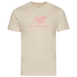 Men's - New Balance Essential Stacked Logo T-Shirt  - Linen/Omega