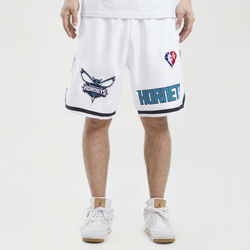 Men's - Pro Standard Hornets Team Logo Pro Shorts - White/White