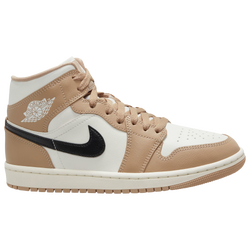 Women's - Jordan AJ 1 Mid  - Desert/Black/Sail