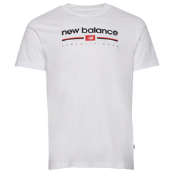 Men's - New Balance Logo Stripe T-Shirt  - White/Black