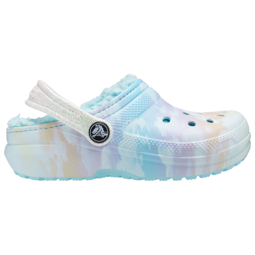 

Girls Crocs Crocs Classic Lined Clog - Girls' Toddler Shoe White/Blue/Green Size 07.0