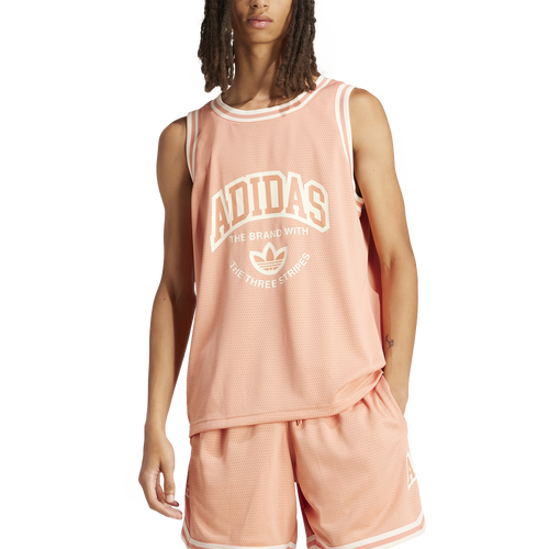 Adidas Originals Varsity tank top in peach and beige Orange