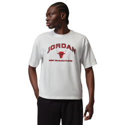 Pour homme - Jordan Haut à col ras du cou et manches courtes à imprimé coupe carrée Flight Essential - Blanc/Rouge