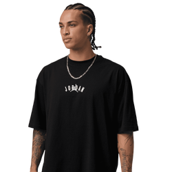 Men's - Jordan Back Stretch Oversized Short Sleeve Crew  - Black/Wolf Grey