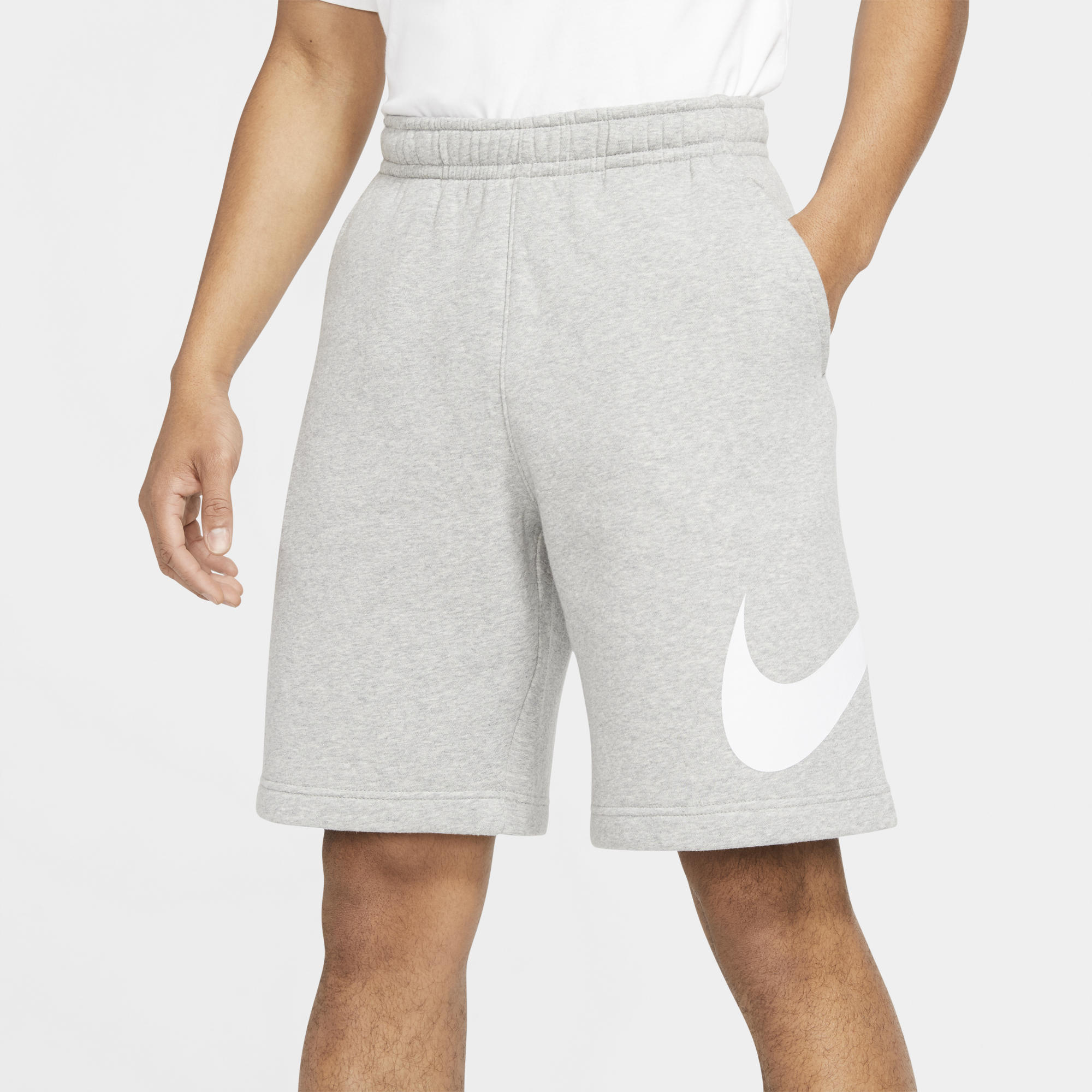 grey nike swoosh shorts