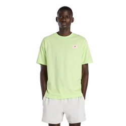 Men's - New Balance Woven Label T-Shirt  - Silver/Volt