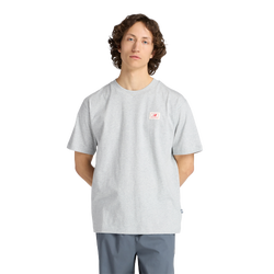 Men's - New Balance Woven Label T-Shirt  - White/Red/Athletic Grey