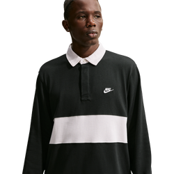 Men's - Nike Club Long Sleeve Rugby Top  - Black/Phantom