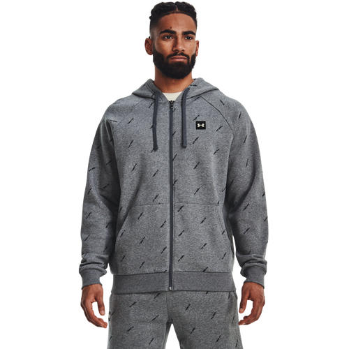 

Under Armour Mens Under Armour Rival Fleece Micro Branded Full-Zip - Mens Gray/White Size M