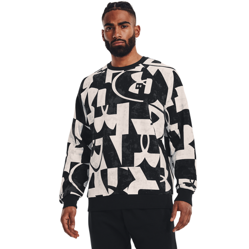 

Under Armour Mens Under Armour Rival Fleece Macro Branded Crew - Mens Black/White Size XL