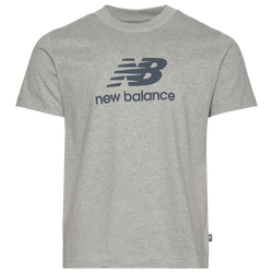 Men's - New Balance Essential Stacked Logo T-Shirt  - Grey Tonal/Grey