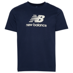 Men's - New Balance Suede Logo T-Shirt  - Navy/Navy