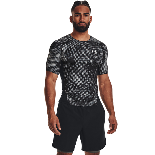 

Under Armour Mens Under Armour Heat Gear Compression Short Sleeve - Mens Black/Gray Size XL