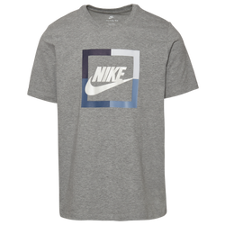 Men's - Nike Futura Block T-Shirt  - Dark Grey Heather/Obsidian