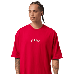 Men's - Jordan Back Stretch Oversized Short Sleeve Crew  - Black/Gym Red