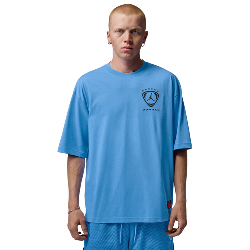 Jordan Mens Brooklyn Oversized Graphic Short Sleeve Crew - - University Blue / Black