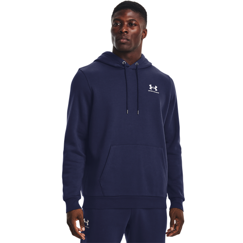 Under Armour Mens Essential Fleece Hoodie In Midnight Navy/white