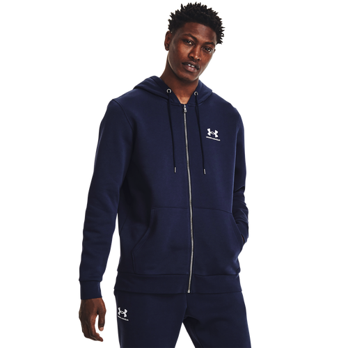 

Under Armour Mens Under Armour Essential Fleece Full-Zip Hoodie - Mens Midnight Navy/White Size 3XL