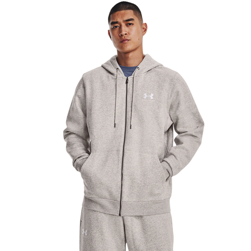 

Under Armour Mens Under Armour Essential Fleece Full-Zip Hoodie - Mens Ghost Gray Heather/White Size XL