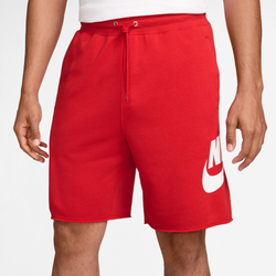 Men's - Nike Club Alumni FT Shorts  - White/University Red