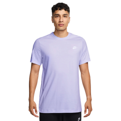 Men's - Nike NSW Club Short Sleeve T-Shirt  - White/Amethyst Tint