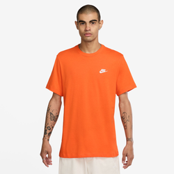 Men's - Nike NSW Club Short Sleeve T-Shirt  - Safety Orange/White