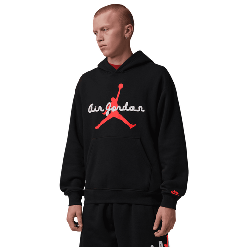  - Jordan AJ6 Script Brooklyn Fleece Pullover Hoodie - Black/Infrared 23