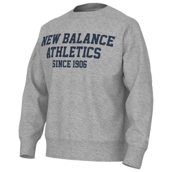 Pour hommes - New Balance Haut à col ras-du-cou à imprimé en tissu bouclette varsity - Chiné cendré