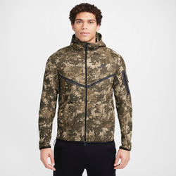 Men's - Nike Tech Fleece Windrunner Full-Zip Jacket - Black/Neutral Olive