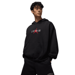 Men's - Jordan Brooklyn Oversize Stretch Pullover Hoodie  - Black/Gym Red