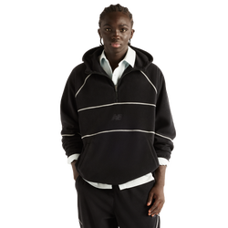 Men's - New Balance Trackside Polar Fleece Zip Hoodie  - Black/Grey