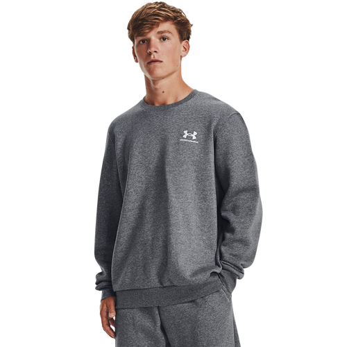 MENS - Under Armour Essential Fleece Crew - White/Pitch Grey Heather