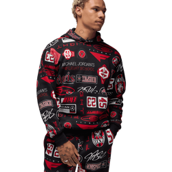 Men's - Jordan Essential AOP Fleece Pullover  - Black/Varsity Red