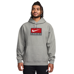 Men's - Nike Solo Swoosh Graphic Pullover Hoodie  - Grey/White